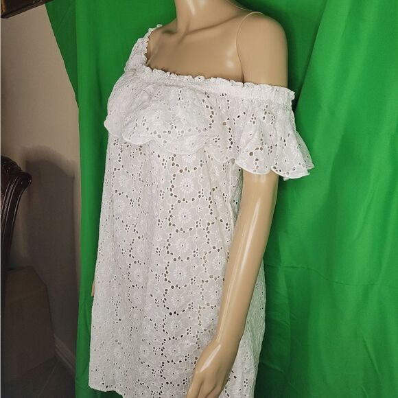 👌TORY BURCH broderie off the shoulder beach Coverup dress🔥 - Picture 8 of 13